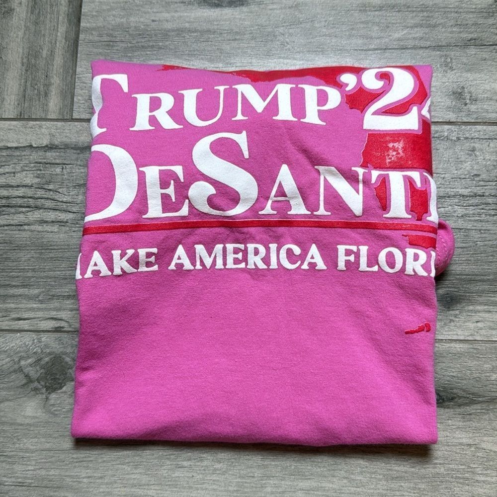 Womens Pink Trump'24 De Santis Make America Florida T-Shirt Size Small